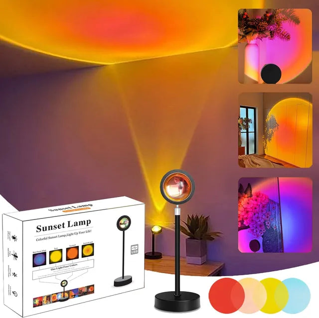 Sunset Lamp Projector – 16-Color LED Room Glow (Remote + App)