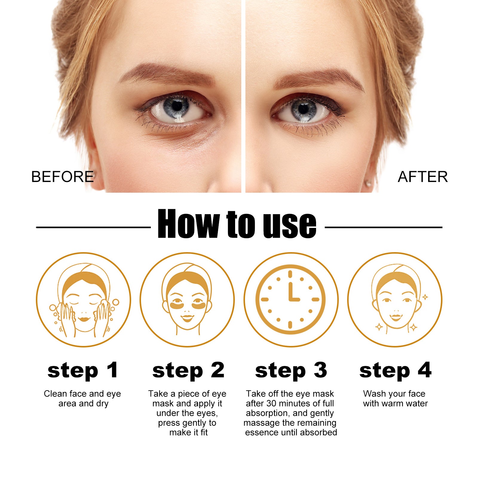 Gold Collagen Under-Eye Patches — Dark Circles & Puffiness Gone Overnight