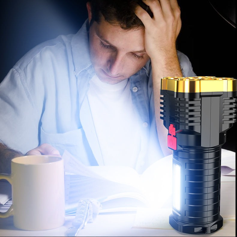5-LED Rechargeable Tactical Flashlight with COB Side Light