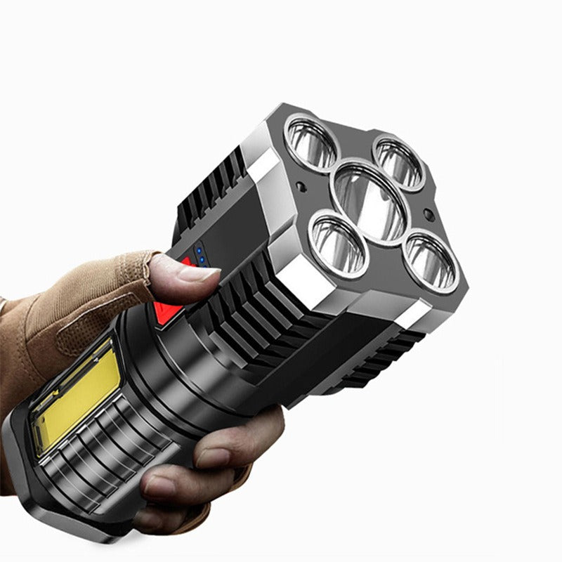 5-LED Rechargeable Tactical Flashlight with COB Side Light