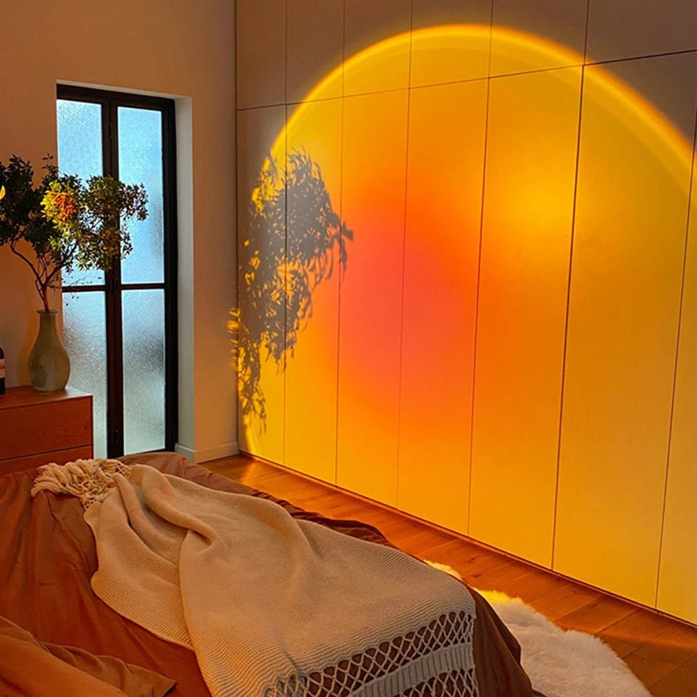 Sunset Lamp Projector – 16-Color LED Room Glow (Remote + App)
