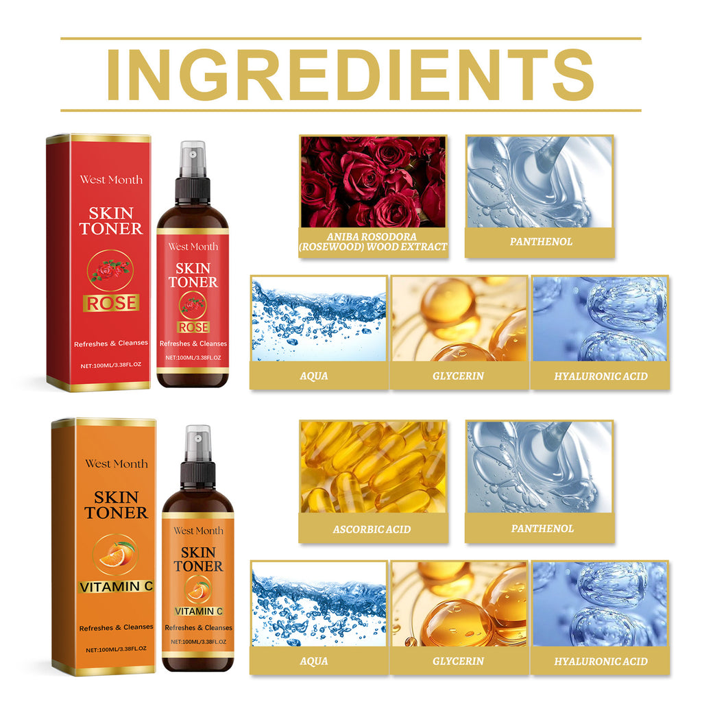 Rose Vitamin C Brightening Toner Spray — Hydrates & Tightens Skin