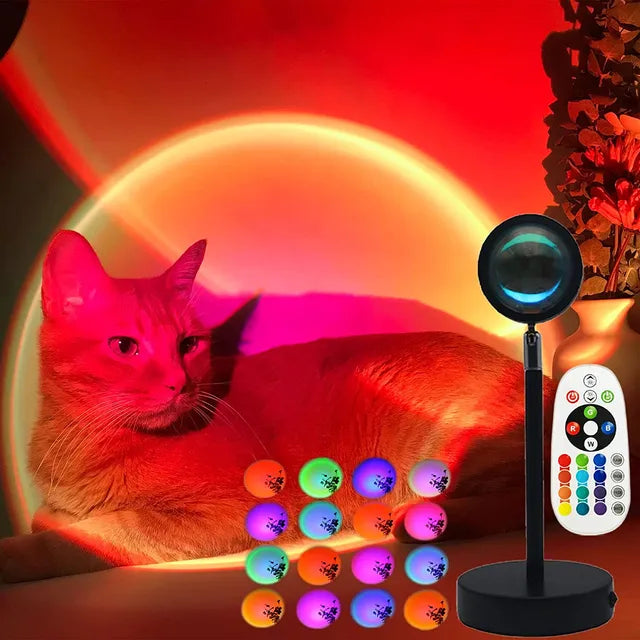 Sunset Lamp Projector – 16-Color LED Room Glow (Remote + App)