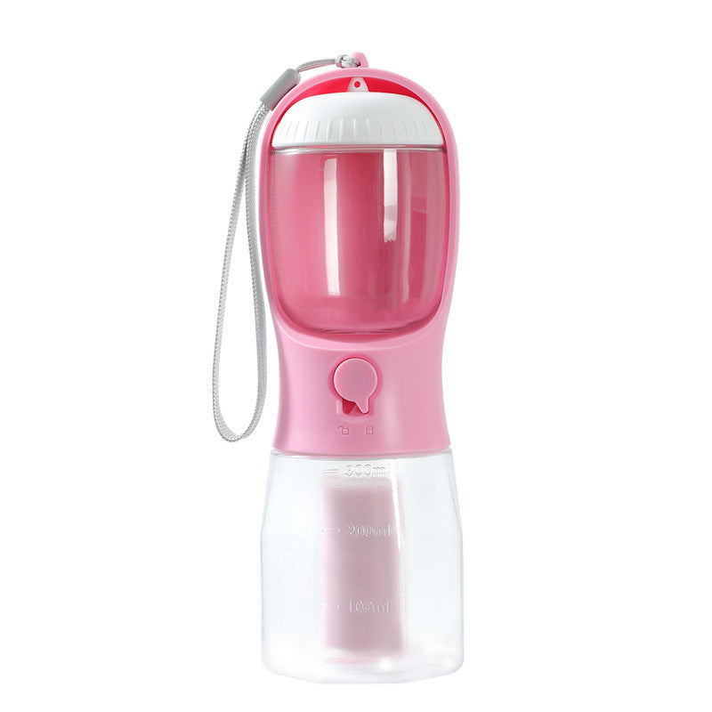3-in-1 Dog Travel Water Bottle – Dispenser, Treat & Poop Bag Holder