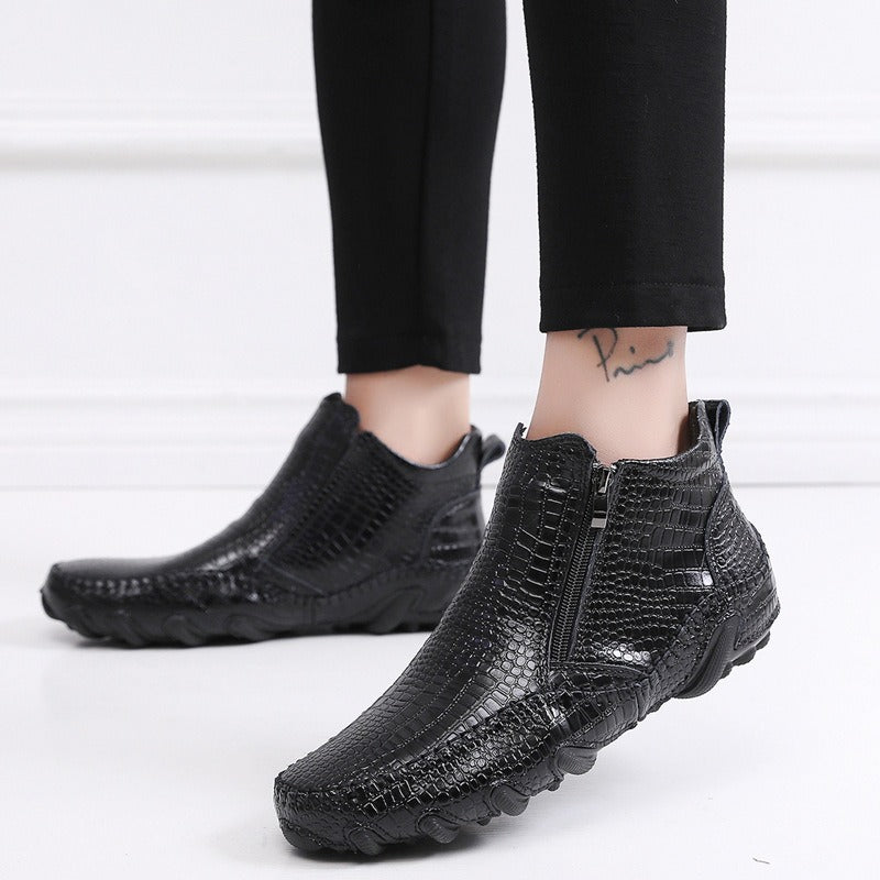 Men's Crocodile Pattern Chelsea Boots