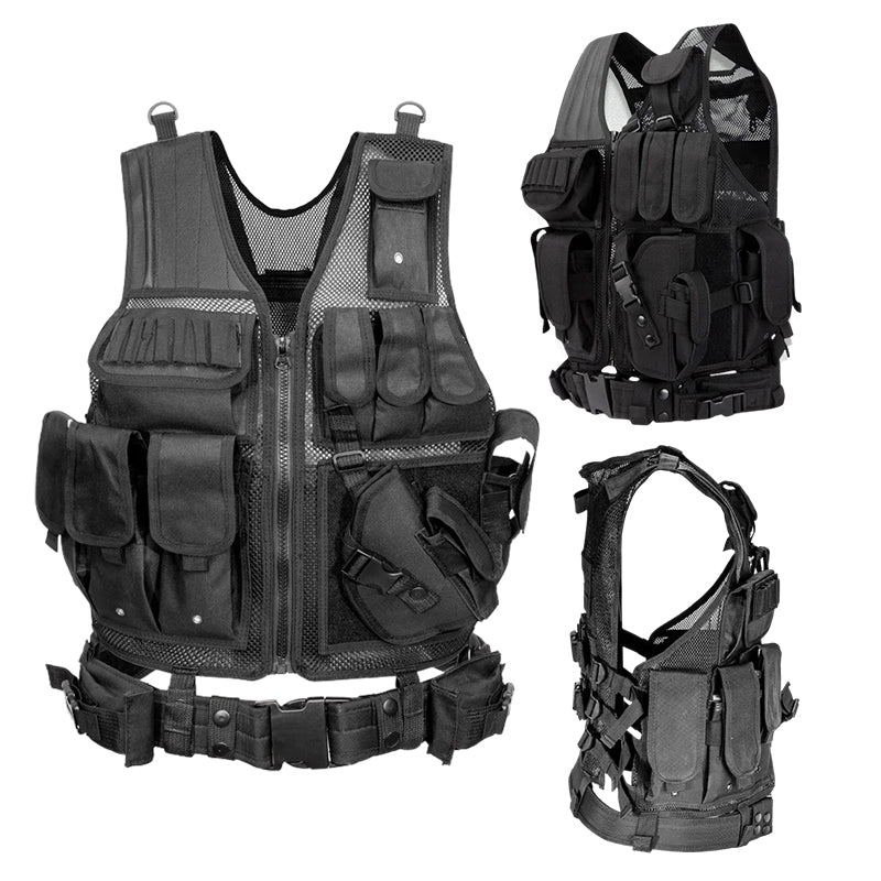 Tactical Airsoft Vest Set — MOLLE Vest, Cap, Gloves & Balaclava