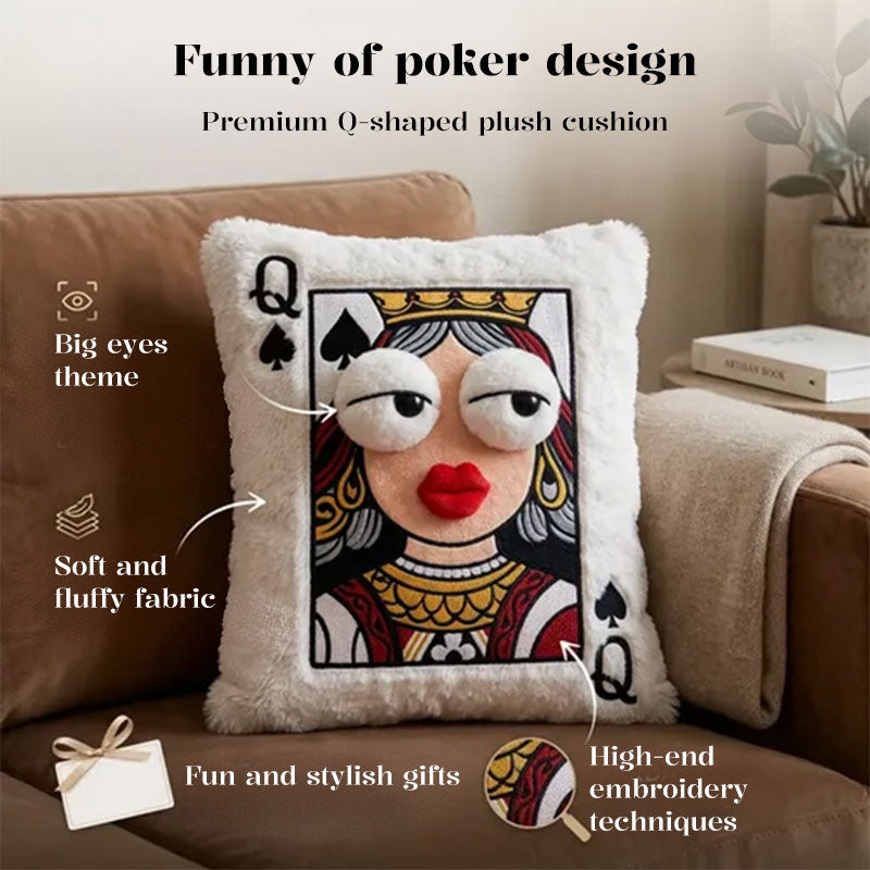 Quirky Big Eyes Embroidered Pillow