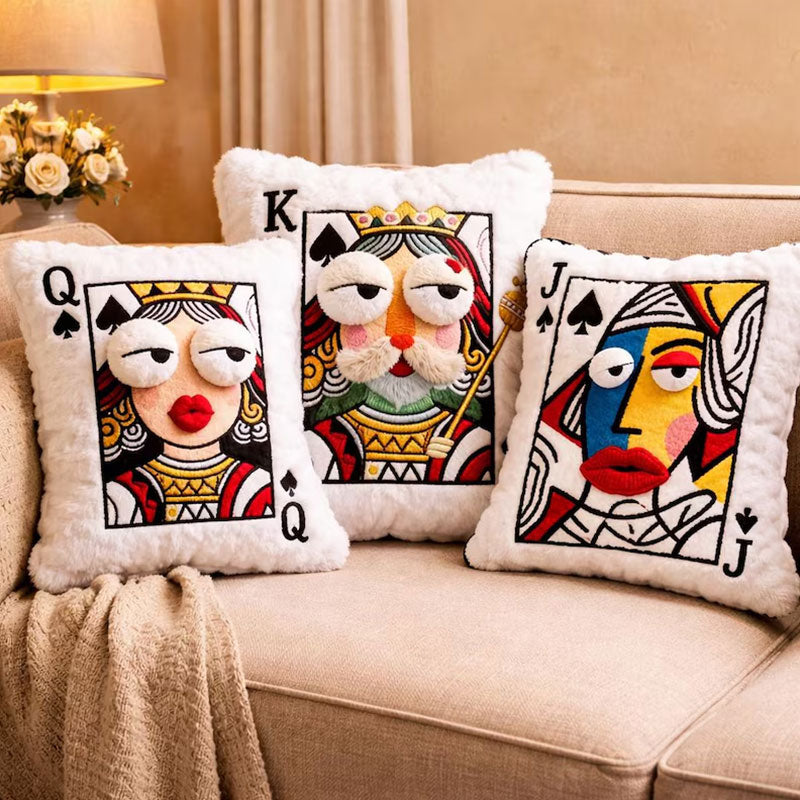 Quirky Big Eyes Embroidered Pillow