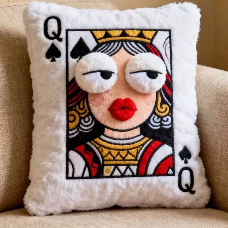 Quirky Big Eyes Embroidered Pillow