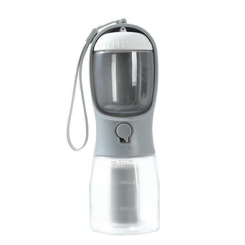 3-in-1 Dog Travel Water Bottle – Dispenser, Treat & Poop Bag Holder