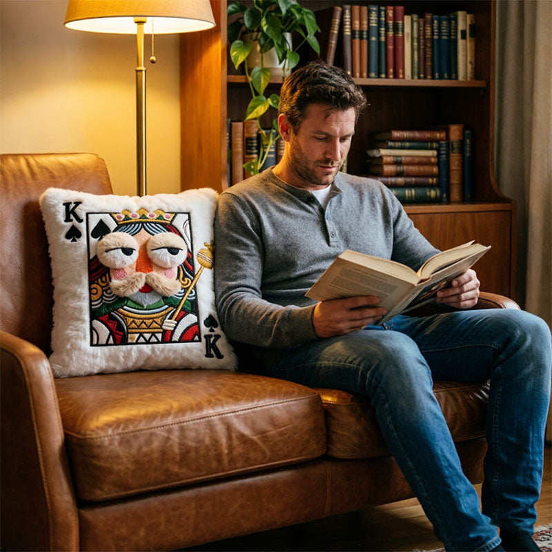 Quirky Big Eyes Embroidered Pillow