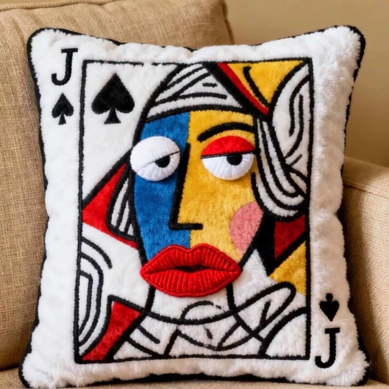 Quirky Big Eyes Embroidered Pillow