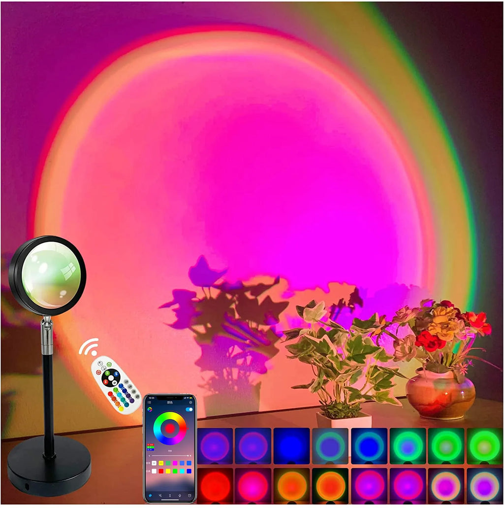Sunset Lamp Projector – 16-Color LED Room Glow (Remote + App)