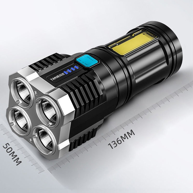 5-LED Rechargeable Tactical Flashlight with COB Side Light