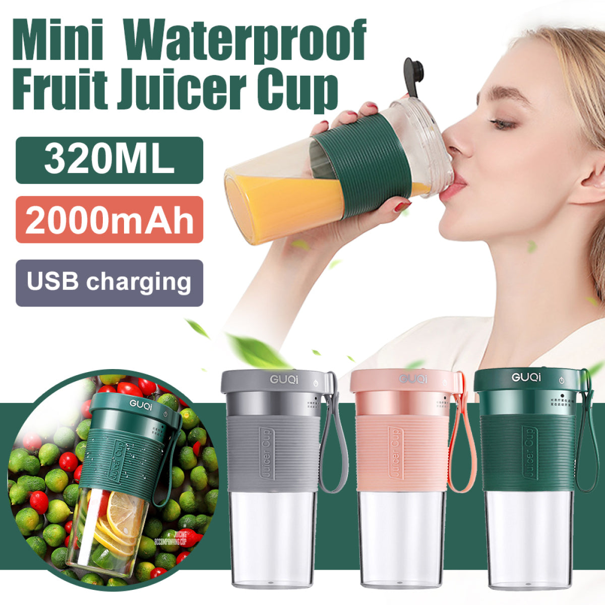 Portable USB Rechargeable Juicer Blender Cup – Fresh Smoothies Anywhere