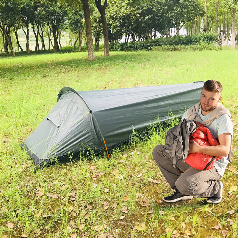 Lightweight Waterproof Camping Tent & Sleeping Bag — 1-Person Outdoor Shelter