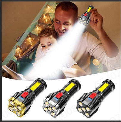 5-LED Rechargeable Tactical Flashlight with COB Side Light
