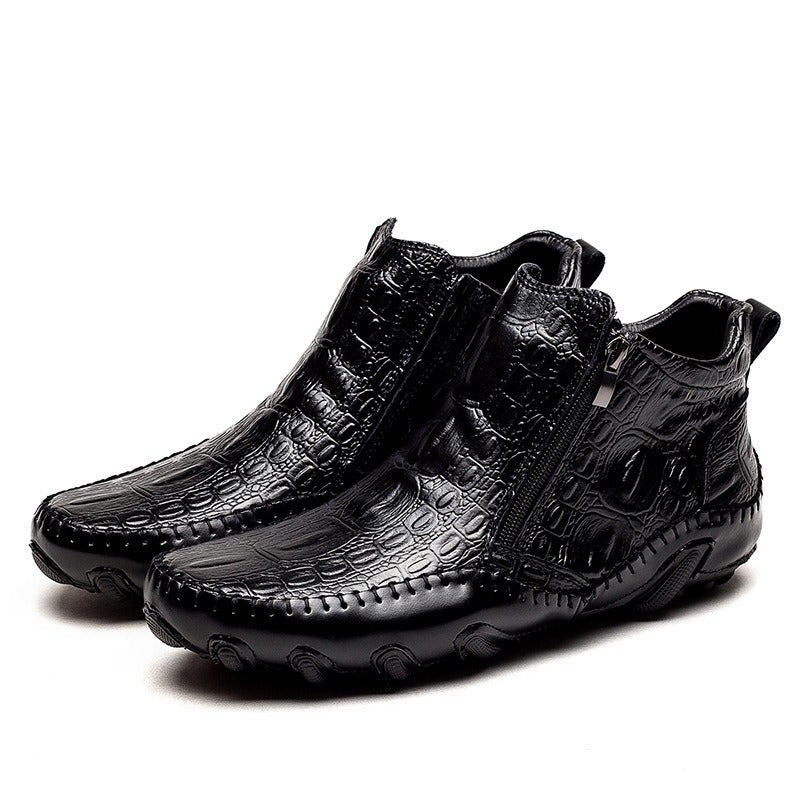 Men's Crocodile Pattern Chelsea Boots