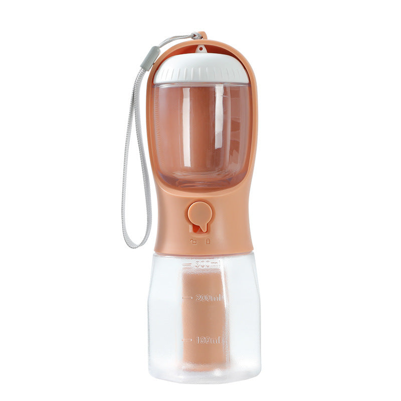 3-in-1 Dog Travel Water Bottle – Dispenser, Treat & Poop Bag Holder