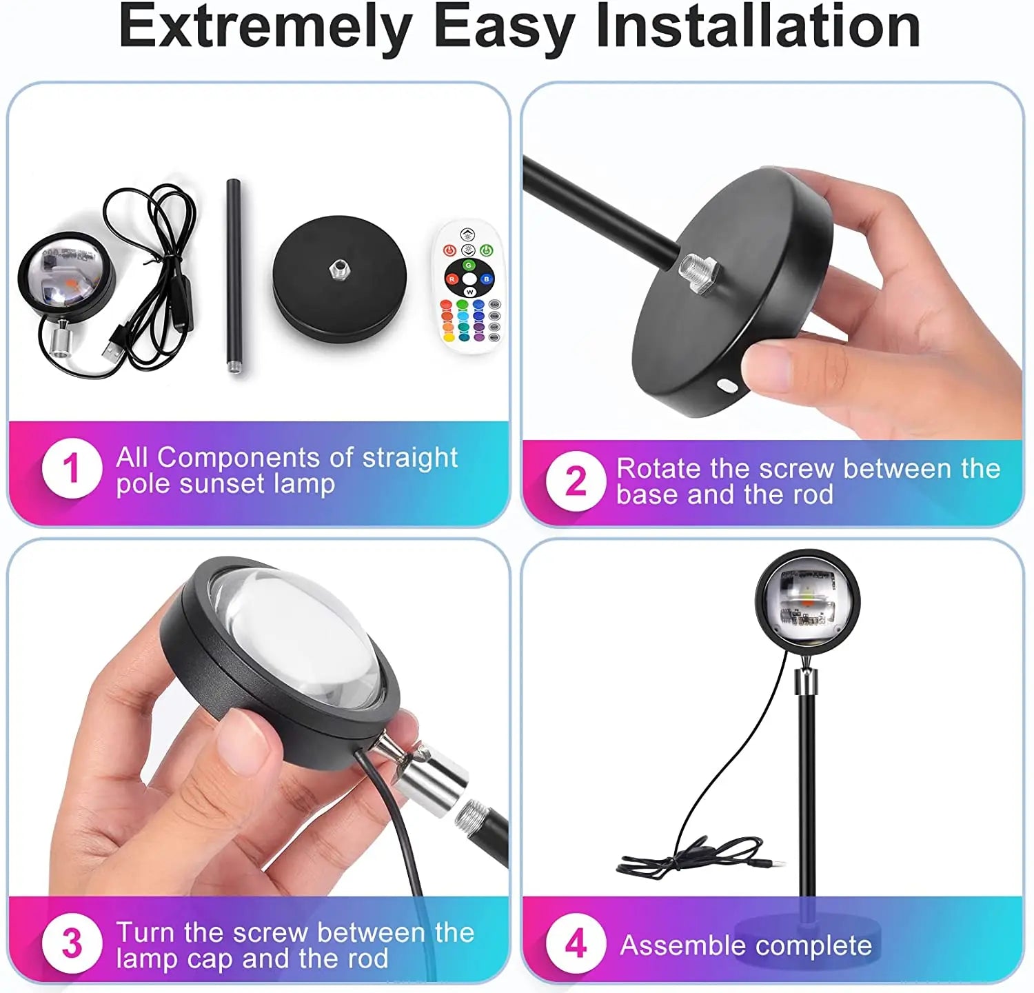 Sunset Lamp Projector – 16-Color LED Room Glow (Remote + App)