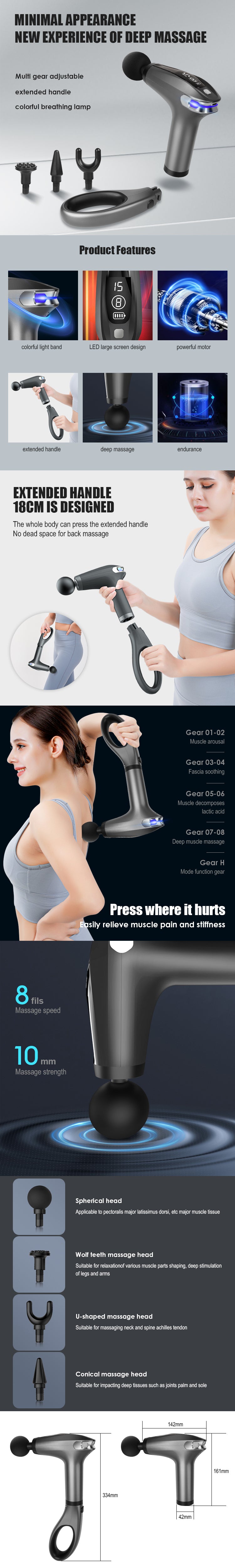 Percussion Massage Gun — 4-Head Deep Tissue Muscle Recovery Massager