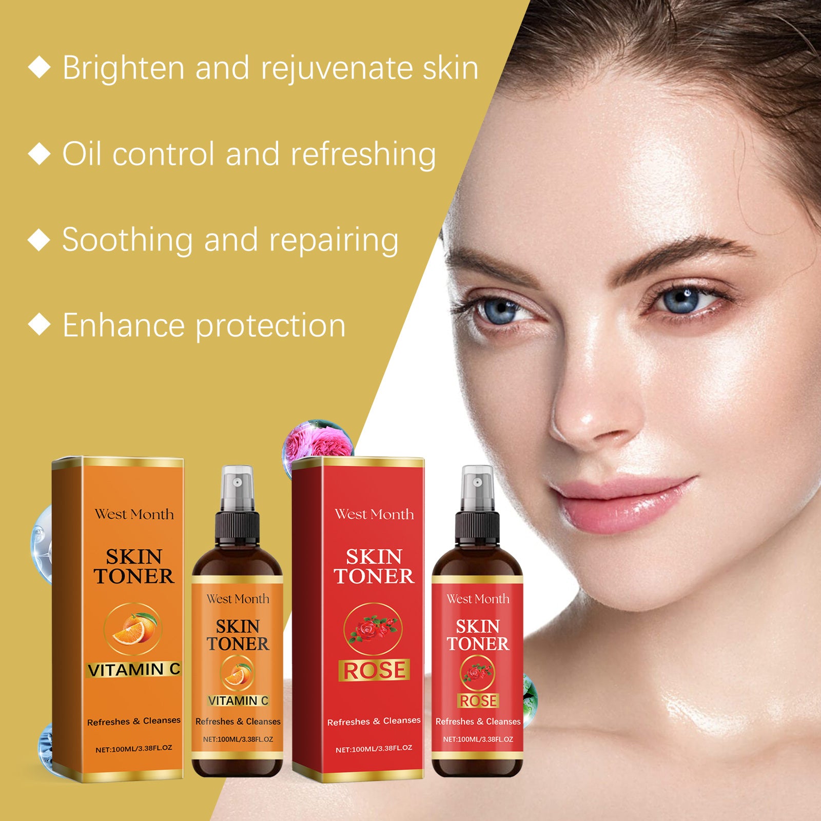 Rose Vitamin C Brightening Toner Spray — Hydrates & Tightens Skin